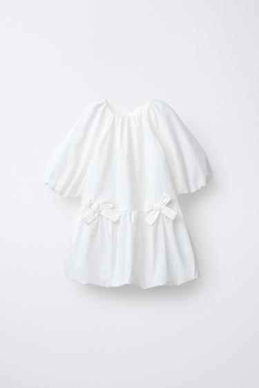 ROBE BALLON LACETS - Blanc de Zara