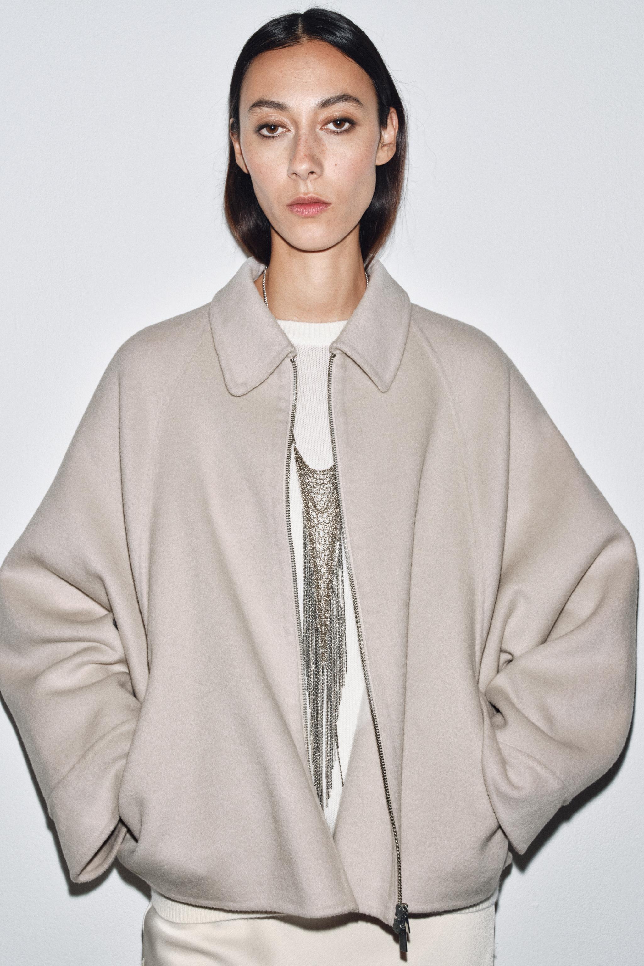 ZW COLLECTION WOOL JACKET WITH ZIP - Ecru | ZARA United States