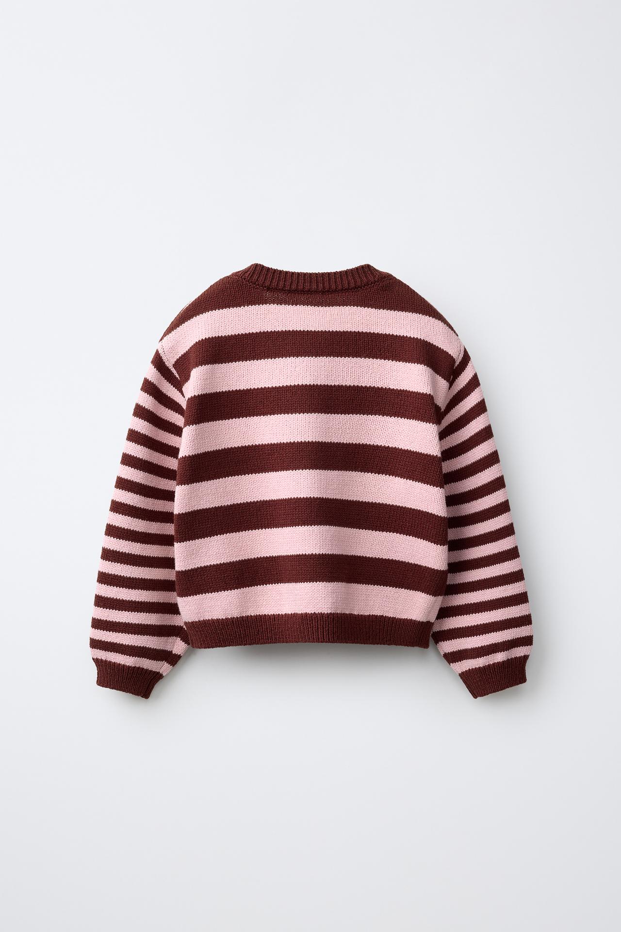 STRIPED HELLO KITTY © SANRIO EMBROIDERED CARDINGAN — Burgundy