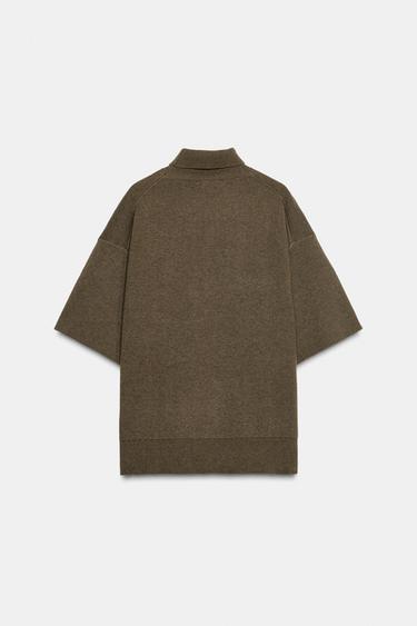 OVERSIZED WOOL HIGH NECK SWEATER - Khaki by Zara - Image 2