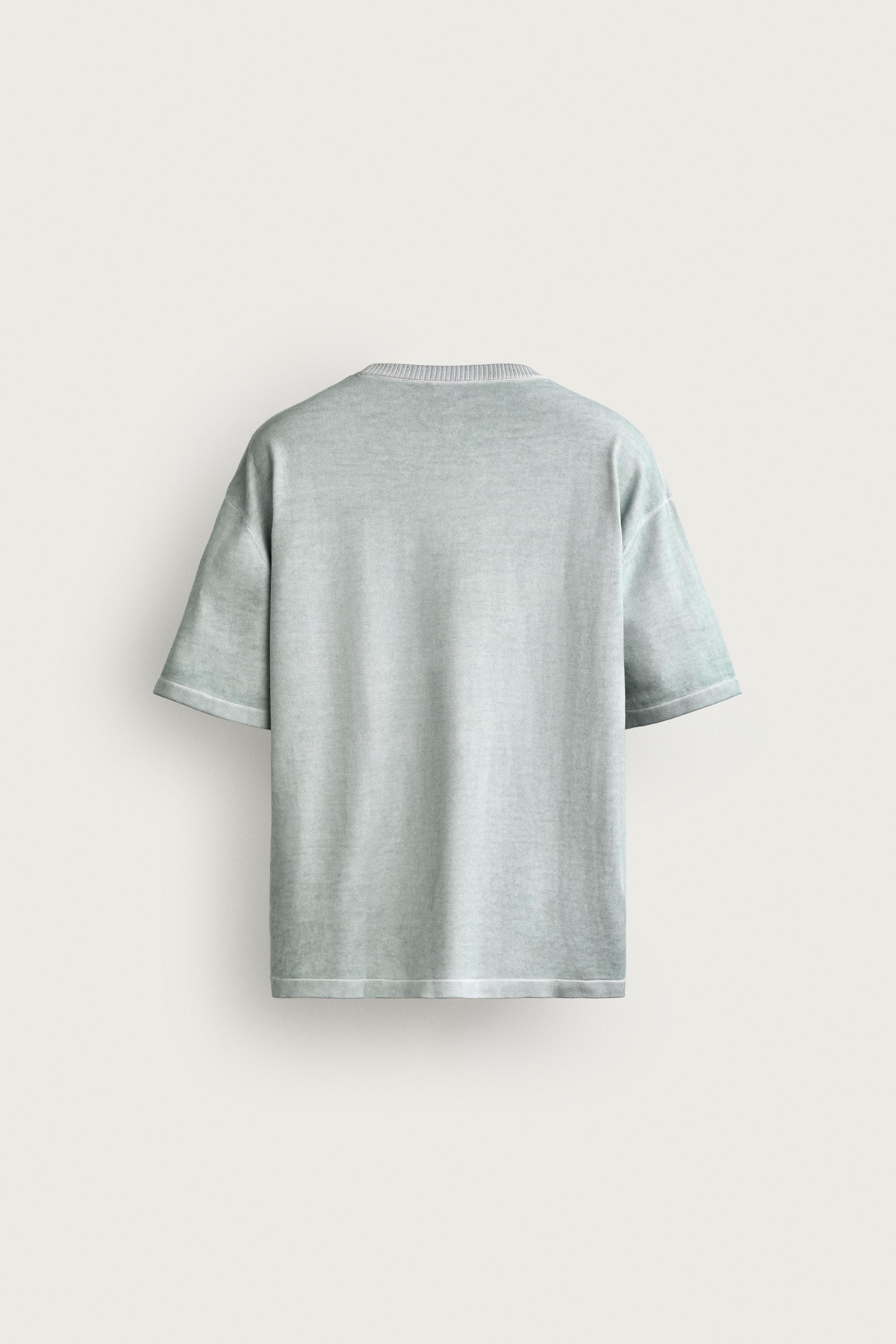 Мужские футболки Zara WASHED EFFECT KNIT T-SHIRT — фото 6