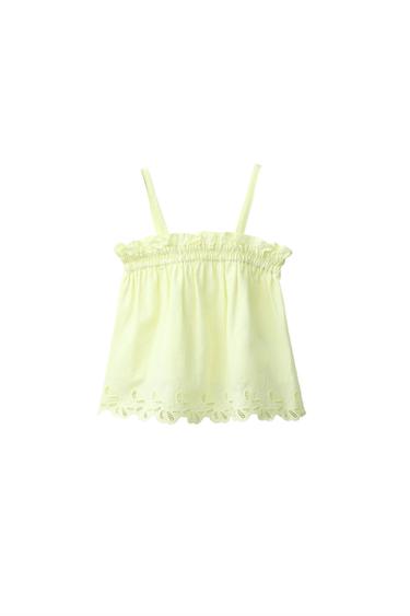 EMBROIDERED TOP - Lime by Zara