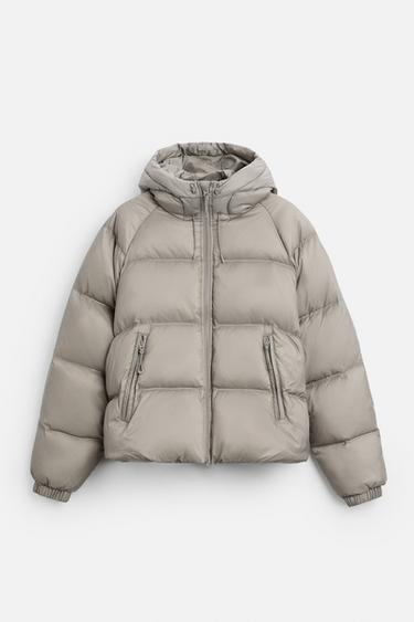 Zara 100% FEATHER FILL PUFFER JACKET X ALL CAPS STUDIO - Beige