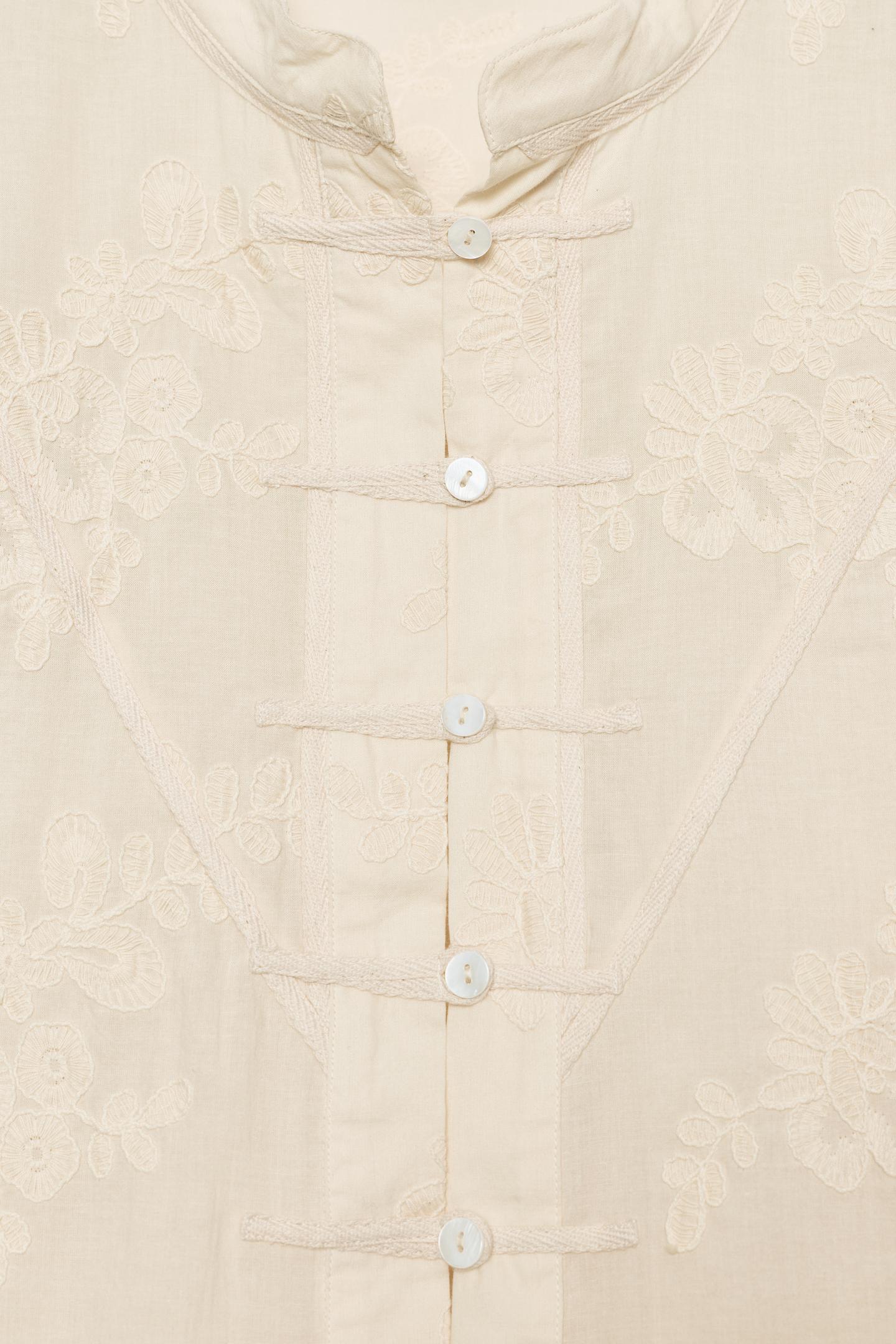 Женская блузка Zara Embroidered Frog Fastening Blouse, цвет: Экрю — фото 8