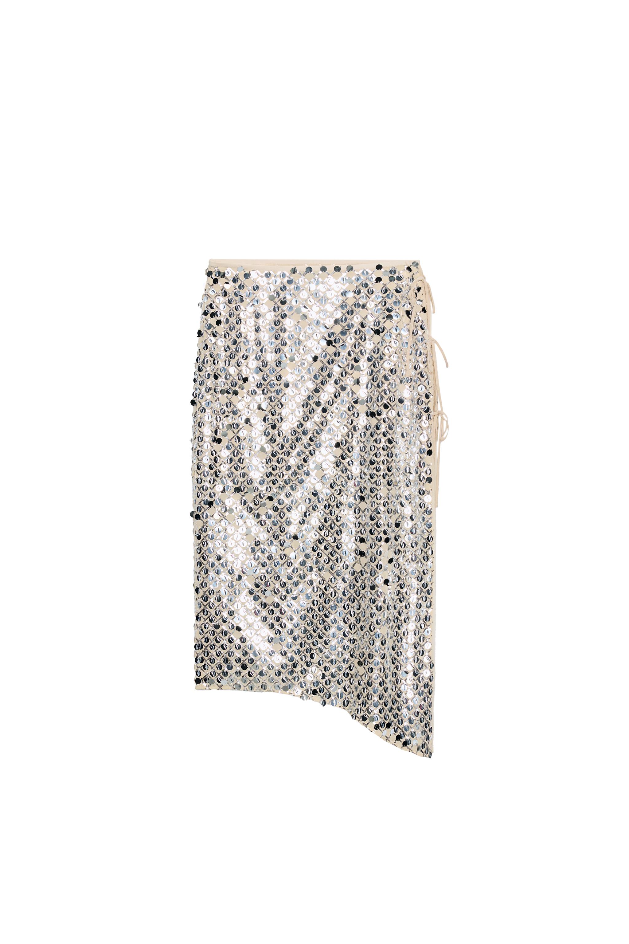 ASYMMETRIC SEQUIN MIDI SKIRT - Silver | ZARA United States