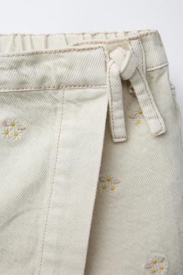 EMBROIDERED TWILL BERMUDA SKORT - Ecru by Zara - Image 2