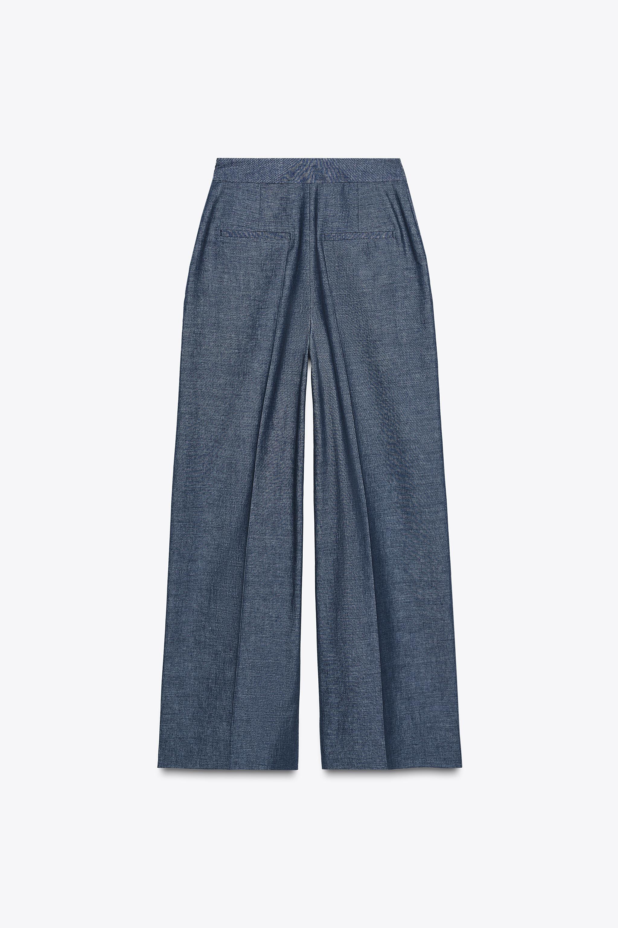 PANTALON LARGE À BOUTONS AVEC LIN