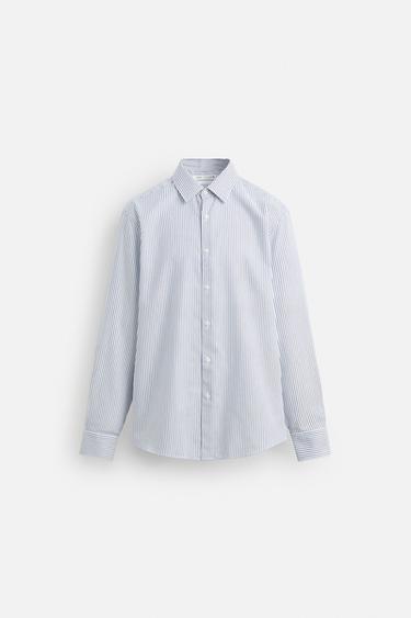 CAMISA ESTRUTURA LISTRADA - Branco da Zara - Imagem 0
