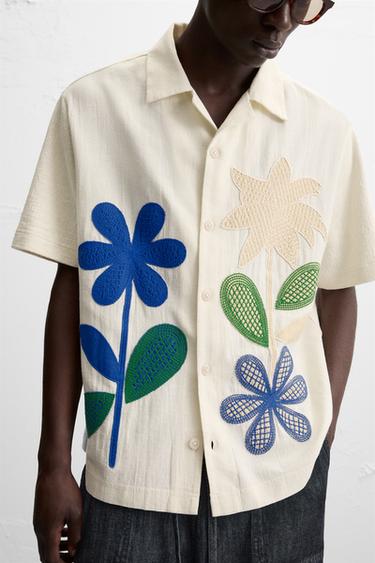 CONTRAST PATCH SHIRT - Oyster-white by Zara - Image 4