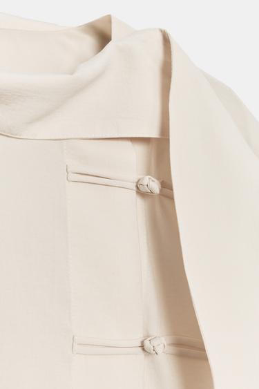 ZW COLLECTION FLOWING BLOUSE WITH FROG FASTENING - Beige by Zara - Image 6