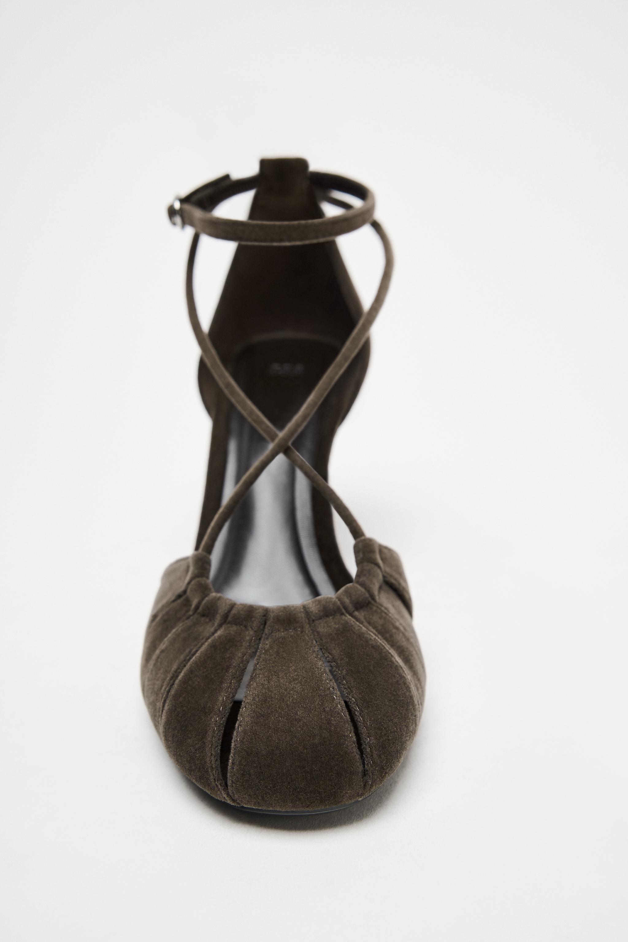 VELVET LOOK RUCHED SHOES - Gray | ZARA United States VELVET LOOK RUCHED SHOES - Gray | ZARA United States