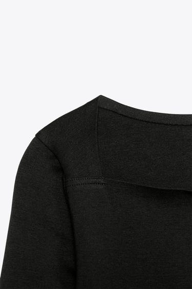 SQUARE NECKLINE T-SHIRT - Black by Zara - Image 5