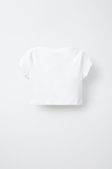 PLAIN STRETCHY CROP TOP - White by Zara - Image 1