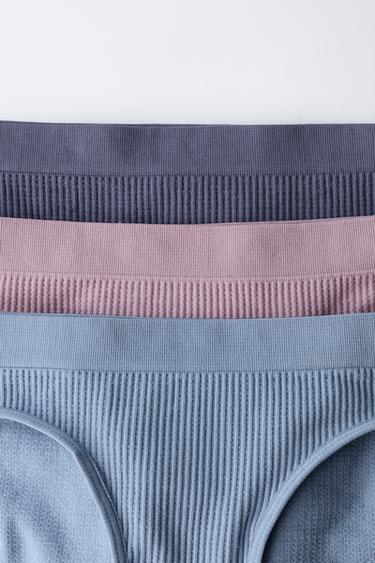 8-14 YEARS/ THREE-PACK OF SEAMLESS WAFFLE-KNIT BRIEFS - Blue by Zara - Image 1