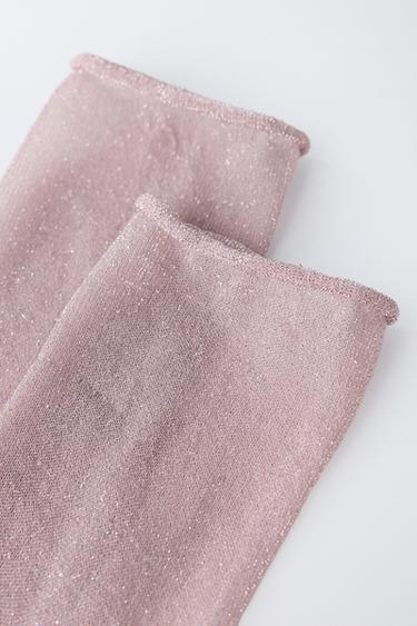 LOT DE DEUX CHAUSSETTES MI-HAUTES AVEC BRILLANT - Rose de Zara - Image 2