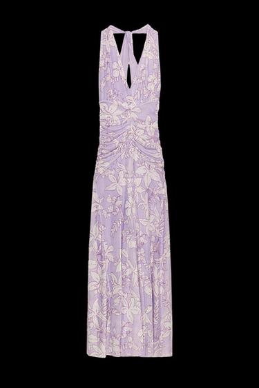 VESTIDO LARGO TUL ESTAMPADO - Lila de Zara - Imagen 0