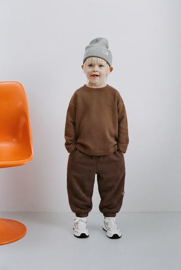 Zara 重磅刺繡 T 恤 - 淺棕色