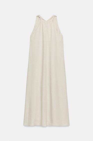 ROBE MI-LONGUE RUSTIQUE ET AMPLE - Beige clair de Zara - Image 6