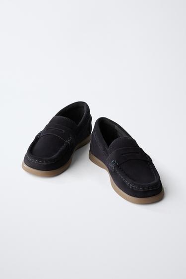 MOCASSINS MASQUE EN CUIR - Bleu marine de Zara - Image 2
