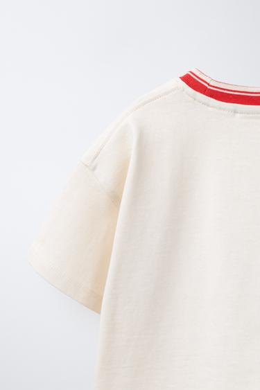 T-SHIRT À INSCRIPTION BRODÉE - Blanc de Zara - Image 3