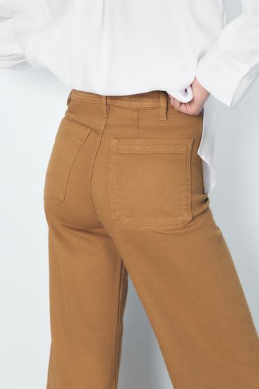 JEANS ZW COLLECTION WIDE LEG TIRO ALTO - Caramelo de Zara