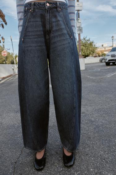 Z1975 WIDE LEG LOOSE JEANS MED SØMME - blå fra Zara