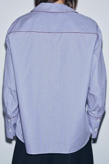 CHEMISE LISERÉS CONTRASTE ZW COLLECTION - Bleu / Blanc de Zara - Image 2