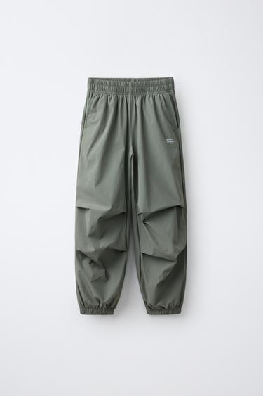 SPORTY NYLON JOGGER PANTS — Khaki 1
