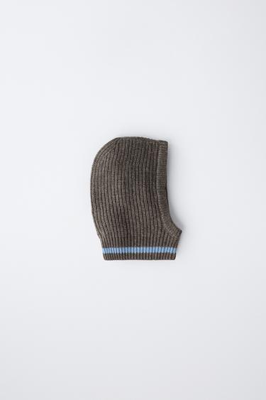 Zara 100% WOOL KNIT BALACLAVA - Brown - Image 0