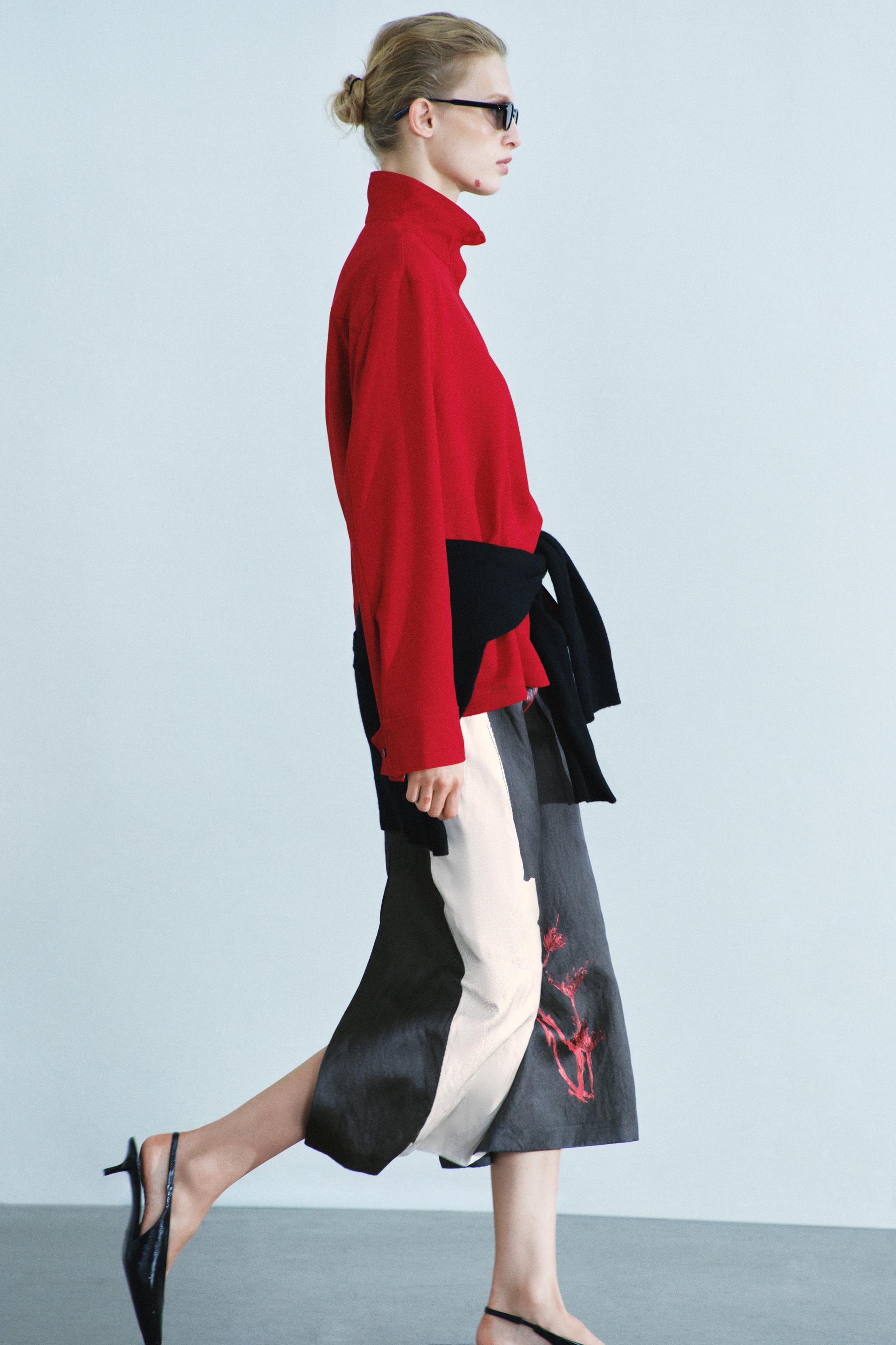 Zara ZW COLLECTION KONTRAST GÖMLEK görsel 6