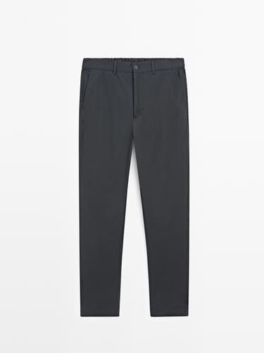 Zara Jogger fit poplin trousers - Navy blue