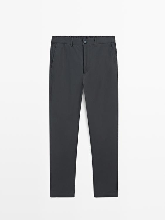 Jogger fit poplin trousers