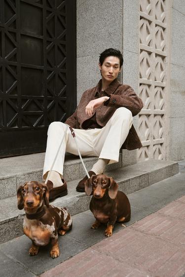 Zara 刷毛麂皮短版外套 - 黏土色