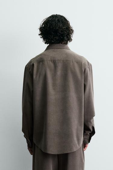 FLOWING RELAXED FIT SHIRT - mink brown by Zara - Image 2