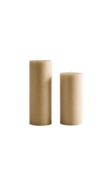 Zara LONG CYLINDRICAL DECORATIVE CANDLE - Cream