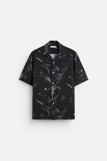 CAMISA ELÁSTICA ESTAMPADO ABSTRACTO - Negro de Zara - Imagen 0