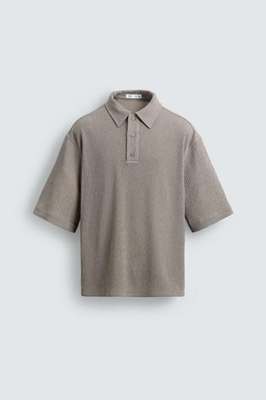 EMBOSSED RELAXED FIT POLO SHIRT - Light grey by Zara