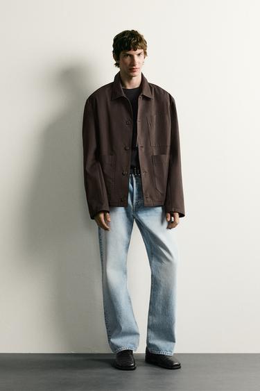 SOBRECAMISA REGULAR FIT BOLSILLOS - Marrón de Zara - Imagen 0