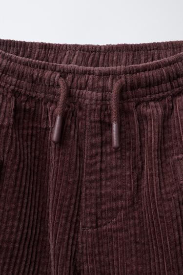 PANTALON EN VELOURS CÔTELÉ À POCHES - Bordeaux de Zara - Image 2