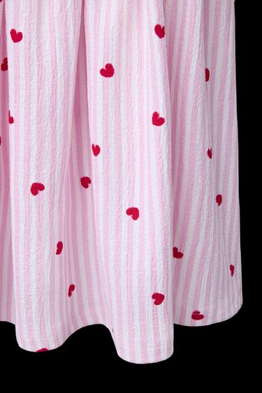 VESTIDO ESTAMPADO RAYAS Y CORAZONES - Rosa de Zara