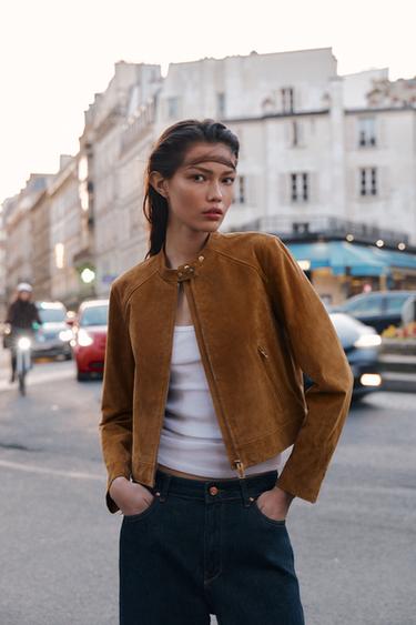100% LEATHER JACKET - camel by Zara - Image 0