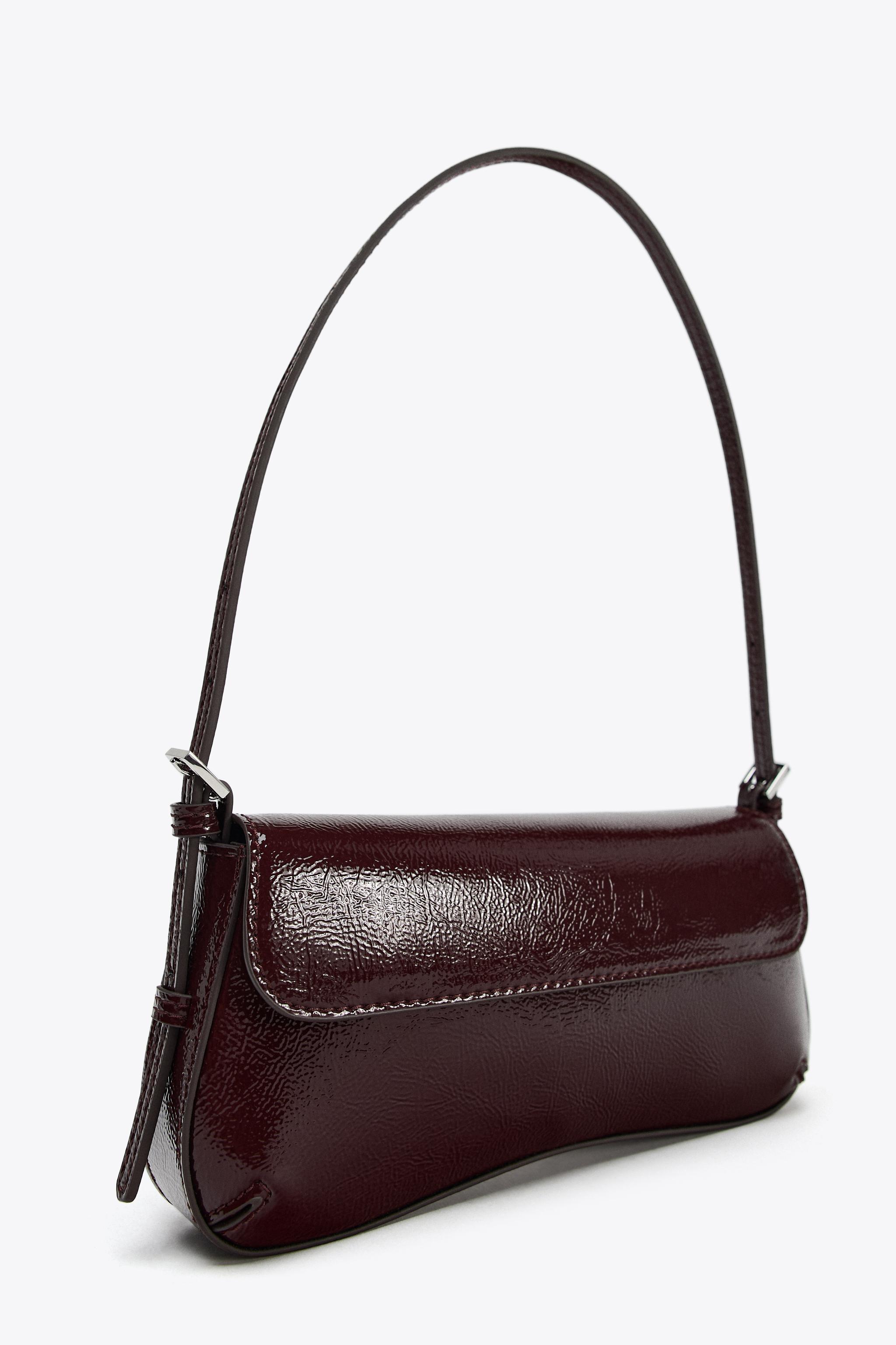 FLAP SHOULDER BAG Burgundy Red ZARA India - Main Image