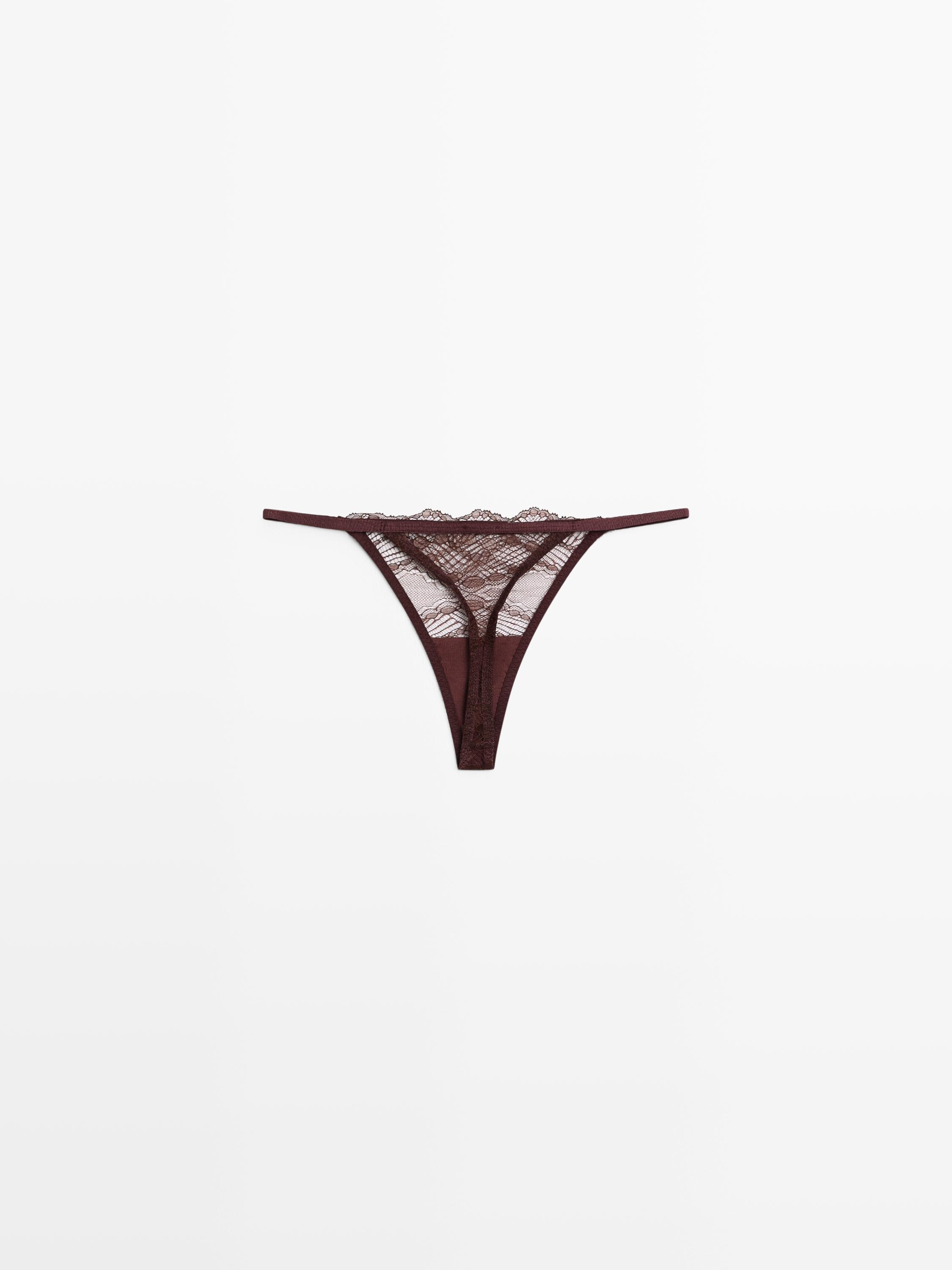 Scalloped lace thong