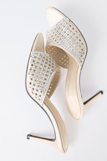 SPARKLY HEELED SANDALS - Ecru White by Zara