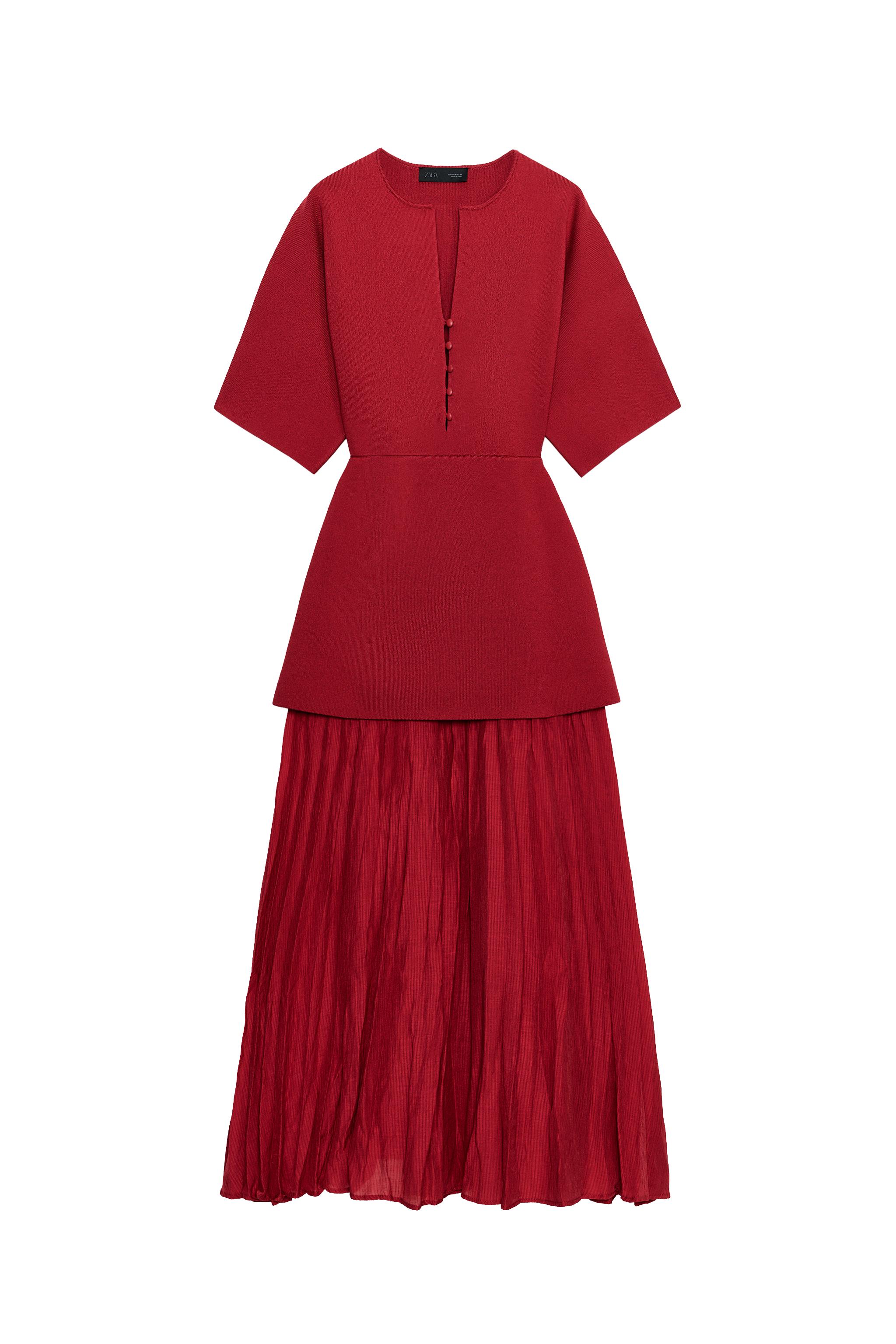 ロング丈ニットワンピース - ミディアムレッド | ZARA Japan / 日本