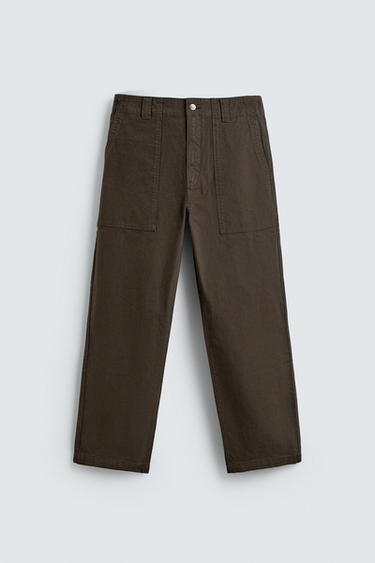 PANTALÓN STRAIGHT FIT LAVADO - Marrón de Zara