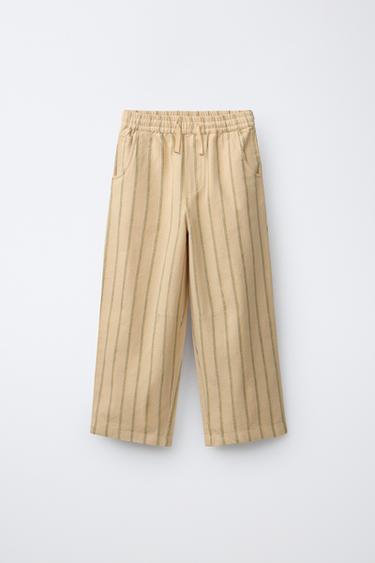 PANTALÓN STRAIGHT RAYAS CON ALGODÓN Y LINO - Rayas de Zara - Imagen 0