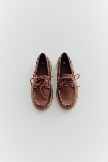 Zara CLASSIC BOAT SHOES - Brown