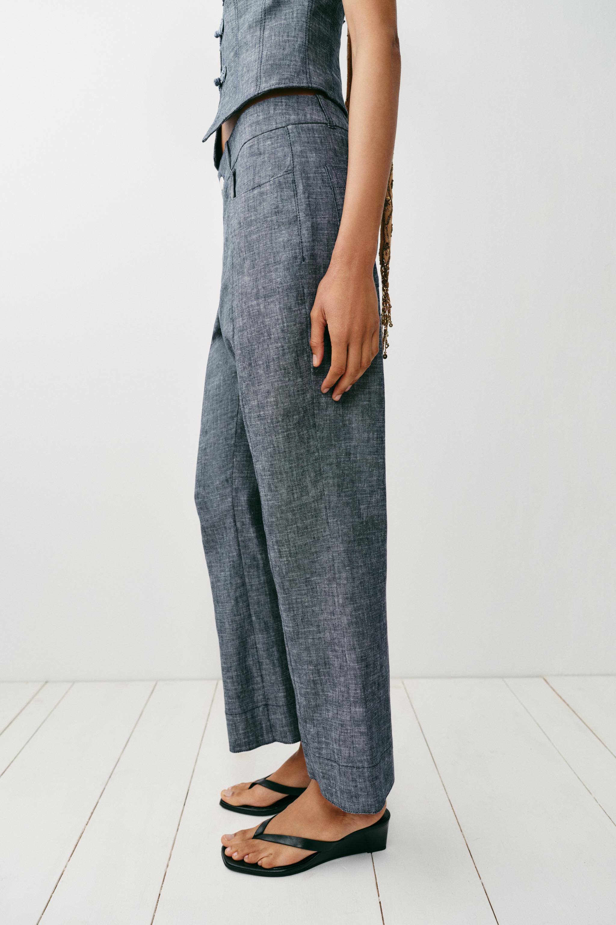 Zara Mini Çan Keten Pantolon görsel 5