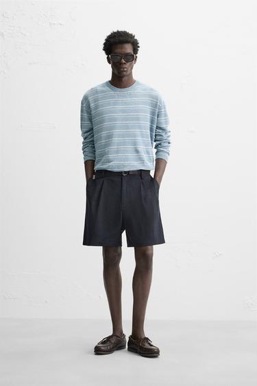 PULLOVER 100 % LEINEN MIT STREIFEN - Himmelblau von Zara - Bild 0
